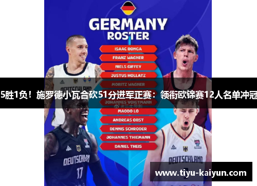 5胜1负！施罗德小瓦合砍51分进军正赛：领衔欧锦赛12人名单冲冠